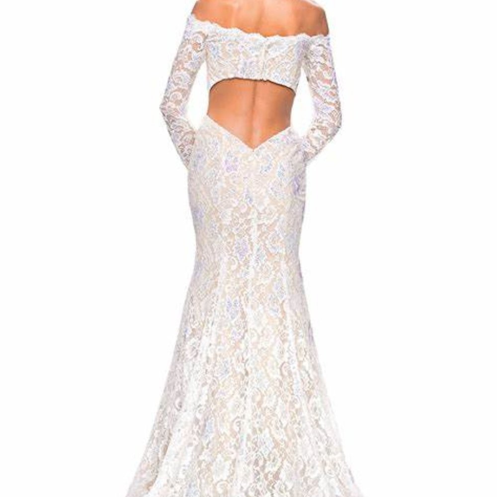 Backless Off Shoulder Gown - Picture 3 of 13